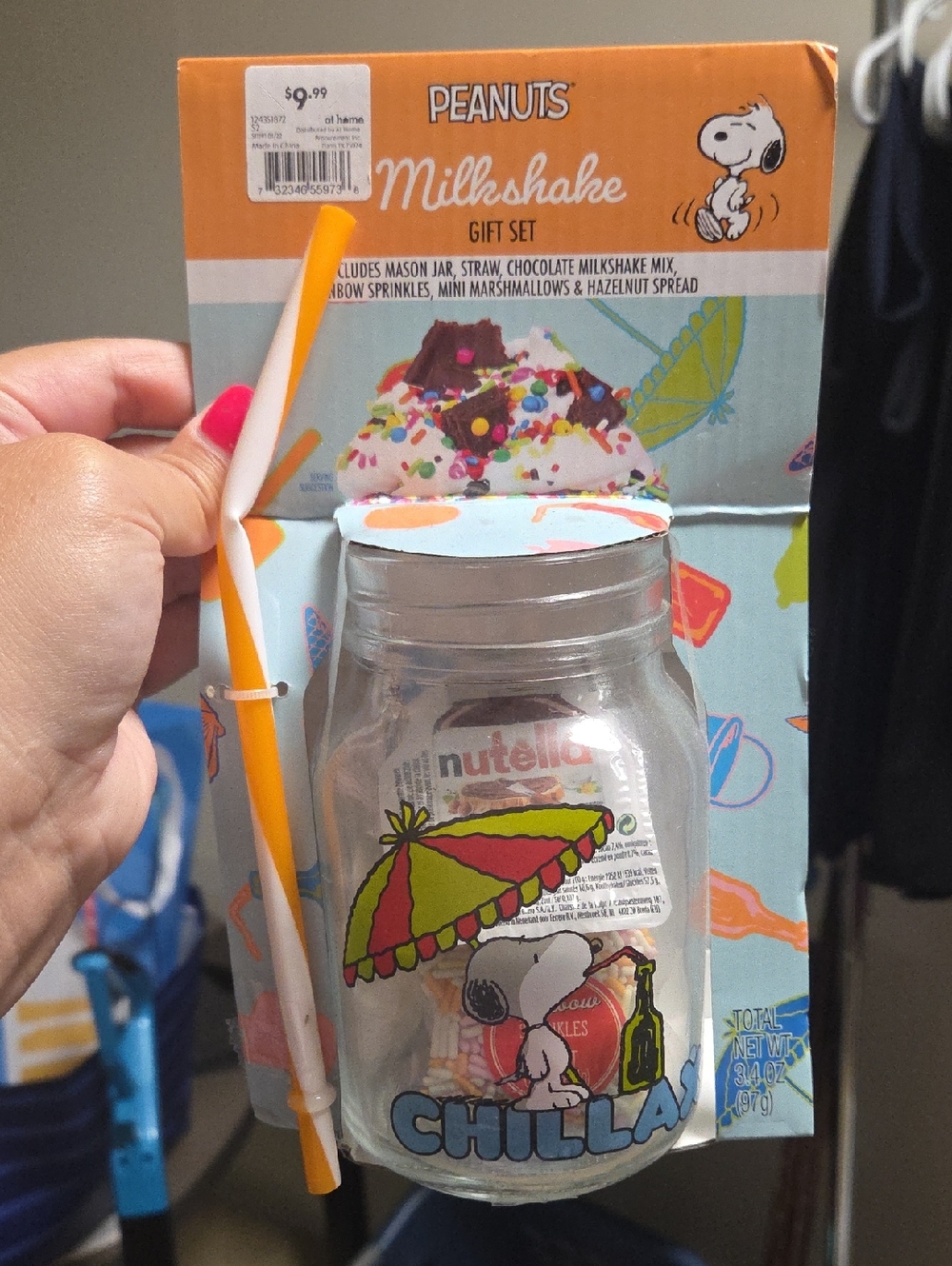 Peanuts Snoopy Milkshake Mason Jar Gift Set - Orange & White